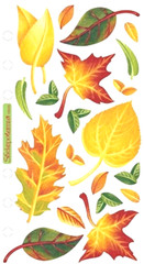 Leaves Fall Maple Oak Red Yellow Orange Green Tree Autumn Sticko Vellum Stickers