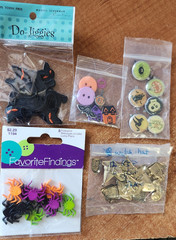 Lot HALLOWEEN EMBELLISHMENTS Brads/Spider Flatbacks/Black Cat Do-jiggies/charms