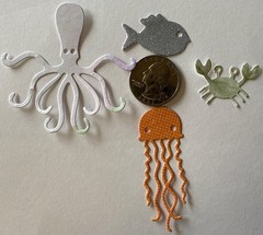 SMALL SEA ANIMAL Die-Cuts(8pc) Octopus•Shell•Ocean•Jellyfish •Fish•Crabs•Sand•