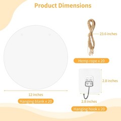 20 PCS Aluminum Sublimation Door Hanging Disc Signs, 12 in Unfinished Blank S…