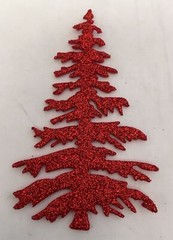 Christmas Die Cuts * 12 Little Christmas Trees * Glitter Foam * White Green Red