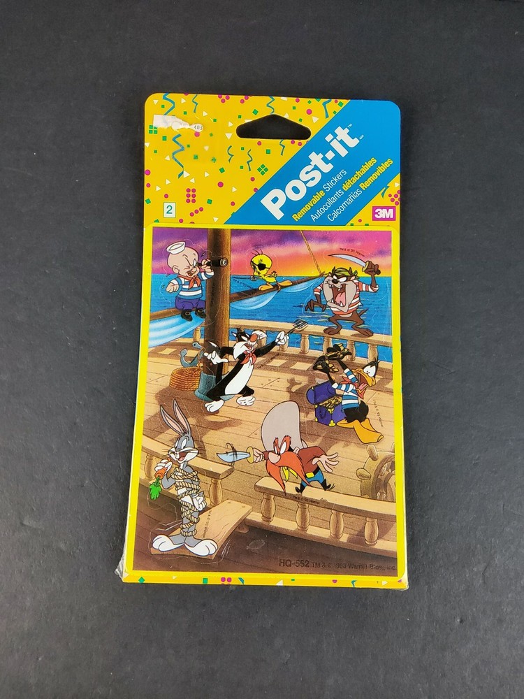 VTG 1993 Warner Looney Tunes Post It Removable Stickers Pirates 2 Sheets New