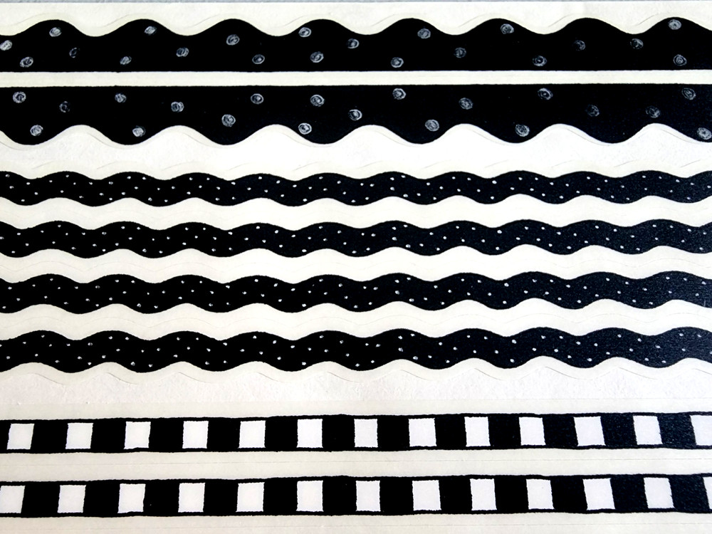 Vintage 1999 MAMBI Black & White Borders Clear Stickers – Scallop NOS Scrapbook