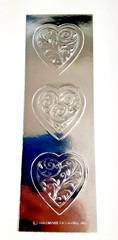 vintage Hallmark foil silver embossed hearts sticker strip