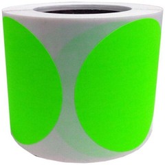 Round Dot Stickers 2″(51mm) Neon-Green Color Coding Marking Labels (500-Pack)