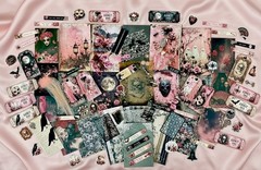 Victorian Gothic Junk Journal Kit Ephemera Bundle 100+ Pcs Pink Roses Skulls