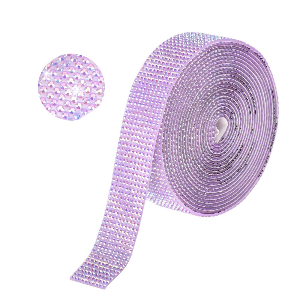 Self Adhesive Rhinestone Strips 3 Yards 0.8 Inch for Craft,Light Purple AB