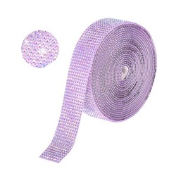 Self Adhesive Rhinestone Strips 3 Yards 0.8 Inch for Craft,Light Purple AB