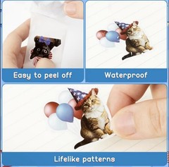 40 PCs ~1.2×1.2” July 4th Cats Stickers Patriotic Independence Day Celebration
