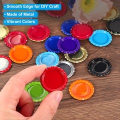 40 Set Bottle Caps for Crafts, Caps with Epoxy Stickers, Yellow