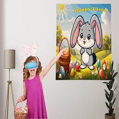 Easter Pin The Tail Bunny Game 24 Sticker Tails Blindfold Party Activity