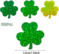 St. Patrick’S Day Stickers, 3 Colors, 1.5 Inch Self-Adhesive Shamrocks Roll