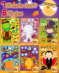 42 Sheets Halloween Party Favors Stickers for Kids, Halloween Crafts Make You…