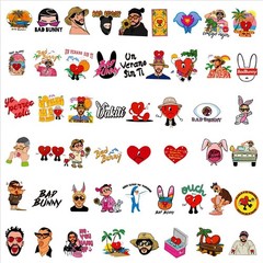 50pcs New Bad Bunny Doodle Stickers, Waterproof Stickers For Phone Laptop Car