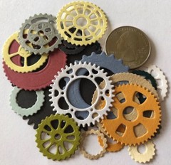 GEARS Die-Cuts(15pc)Steampunk •Cog•Metal•Sprocket•Earthtone•Machine Antique•Spin