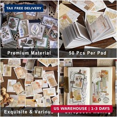 PRSTINCOL 6 Sets 300 Pcs Washi Stickers Book, Vintage Aesthetic Sticker Set for