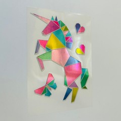 Vintage Y2K Retro Die Cut Prism Glitter Foil Decal MAJESTIC UNICORN theme 5pk