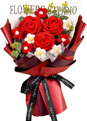Crochet Flower Bouquet, Crochet Rose Tulip Flowers Bouquet for Mother’s Day.