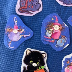 80s Stickers Vintage Hallmark Halloween Witches, Dragons Scratch Sniff Grape!!