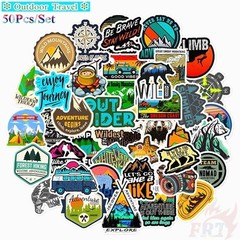 50Pcs Outdoor Camping Serie1 Stickers Travel Adventure Nature Decals Waterproof