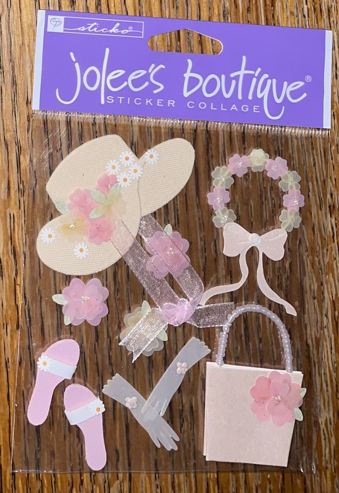 RARE Jolees Sunday EASTER Bonnet DressUp Hat Gloves Shoes Flower Basket Stickers