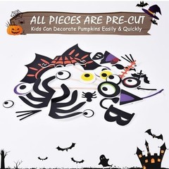 16 Pack Foam Pumpkin Decorating Kit Halloween Craft Stickers for Kids