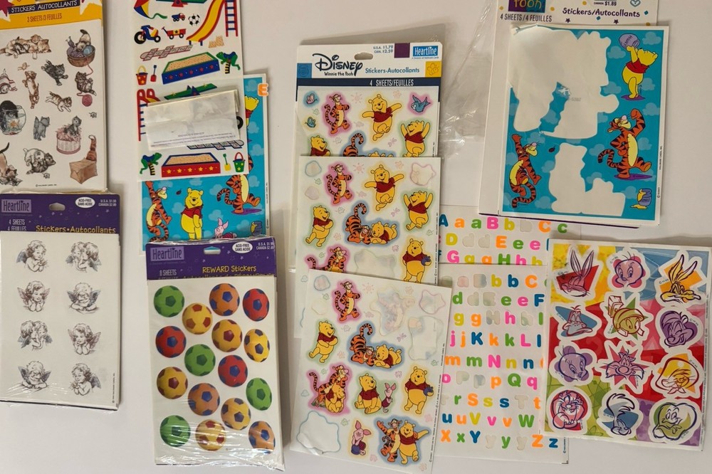 Sticker Lot Reward 1990s Y2K Pooh Looney Tunes Soccer Assorted Tigger