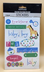 Keepsake Essentials Stickers BABY BOY Angel Sweet Pea 2-Sheets Scrapbook, NEW