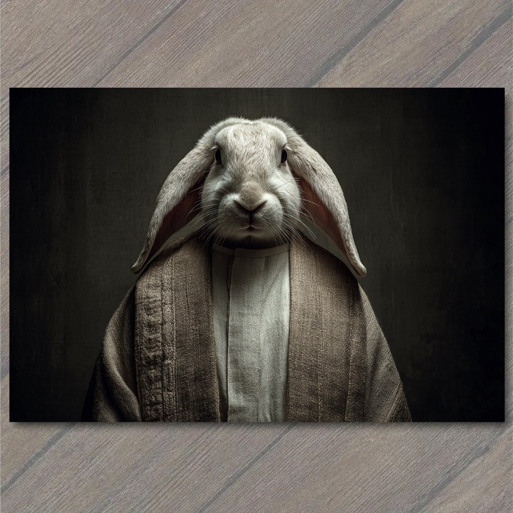 STICKER Hooded Rabbit Cloak Portrait Dark Gothic Monk Costume Studio