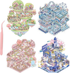 4 Oversized 3D DIY Stickers, Waterproof Quiet Book with Forests Decorating Mobil