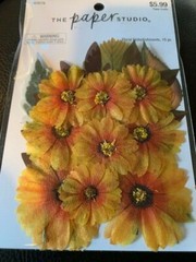 THE PAPER STUDIO FLORAL EMBELLISHMENTS YELLOW FLOWERS 15PCS