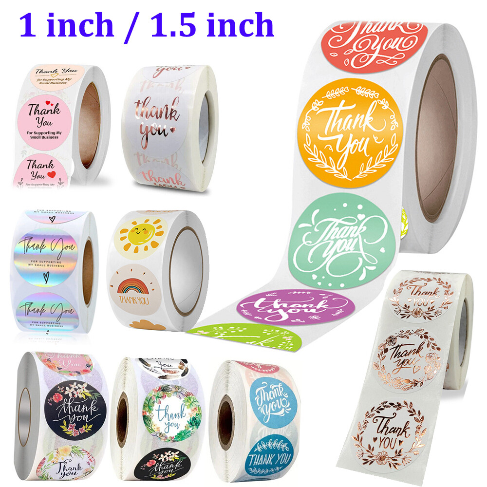 1.5″/1″ Thank You Stickers for Small Business Self-Adhesive Waterproof Stickers
