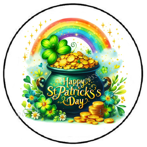HAPPY ST PATRICKS DAY POT OF GOLD ENVELOPE SEALS LABELS STICKERS PARTY FAVORS
