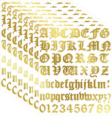 8 Sheets Letter Stickers Vinyl Old English Alphabet Number Stickers Self Adhe…