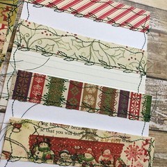 Lot 10 Christmas Junk Journal Note Cards Handmade Sewn Ephemera u Craft Scrapboo