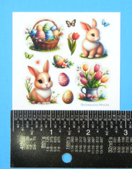 Easter Bunnies, Basket Of Eggs & Tulips Mini Stickers Sheet