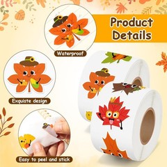 1000 Pcs Fall Maple Leaf Stickers Cartoon Style Waterproof for Indoor Outdoor