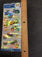 Foiled MOTORCYCLE Stickers Sealed Pkg Lot of 2 Sheets Hallmark Stickeroni Biker