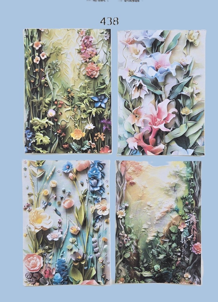 Floral Print Card and Bookmarks – Set of 4 – #438