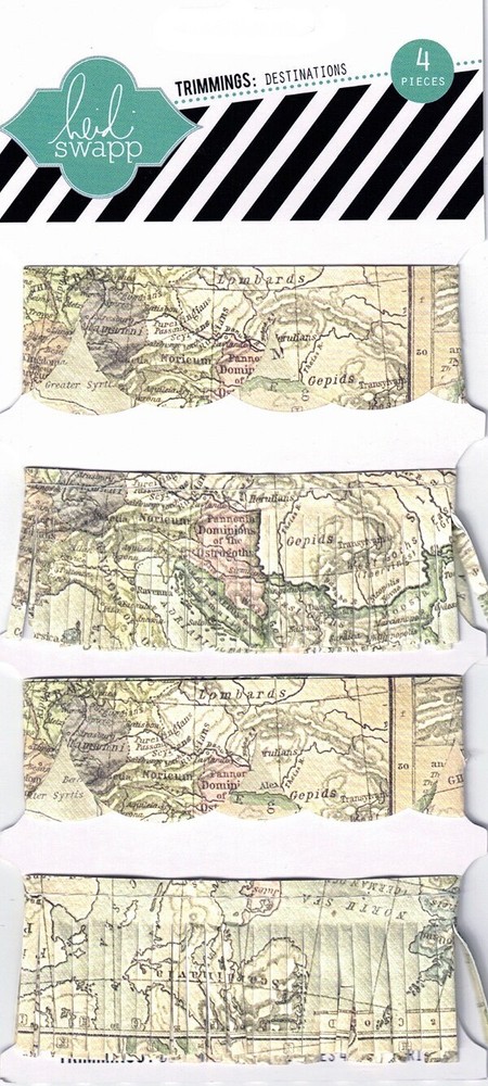Heidi Swapp, Paper Ribbon, Destinations, Fringe, Embellishments, Trimmings, Map