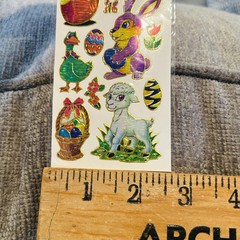 VTG Holographic Shiny Foil Gold Edged Easter Stickers 2 Packs New Old Stock
