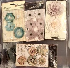 Lot of 4 NIP PRIMA FLOWERS Paper Flowers Embellishment Spring, Easter Scrapbook