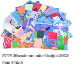 12PCS 3D EVA Foam Stickers for Preschool Art Class – Sea Animals