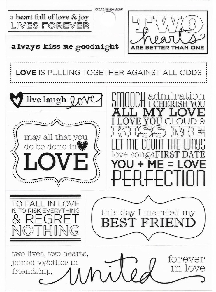 Two Hearts United Love Marriage Best Friend Phrase Scrapbooking Craft Stickers