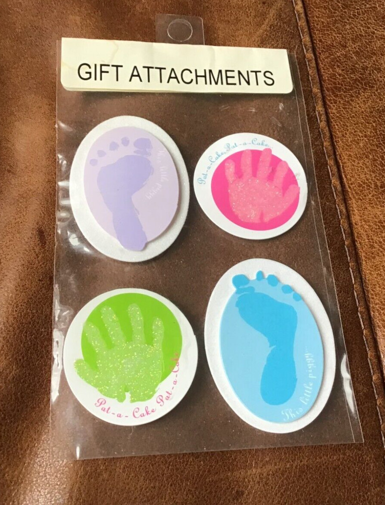 Jeanmarie Creations Layer Glitter Gift Attachments: Baby Handprints Footprints