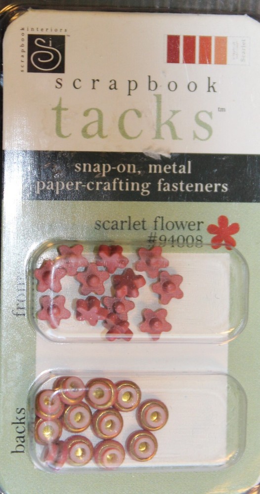 Chatterbox Scrapbook Tacks Snap-on Paper Crafting Fasteners – Scarlet Flower NEW