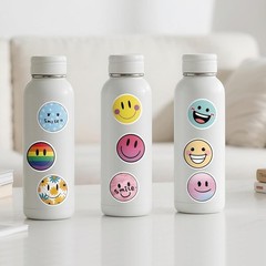 Anwyll 200Pcs Smiley Face Stickers – 2Inch Cute Smile Water Bottle Stickers for