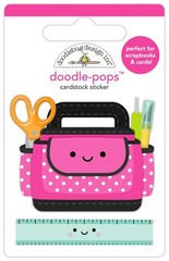 Doodlebug Stickers Doodle-Pop 3D Craft Caddy Scissors Tools Ruler Pink Polka Dot