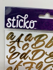 NOS Sticko Alphanumeric Stickers Brush Stroke Gold Script Metallic 82 Pieces