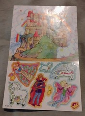 Vintage AGC Fantasy Sticker Sheet Large Castle Unicorn Fairy Pegasus Rainbow
